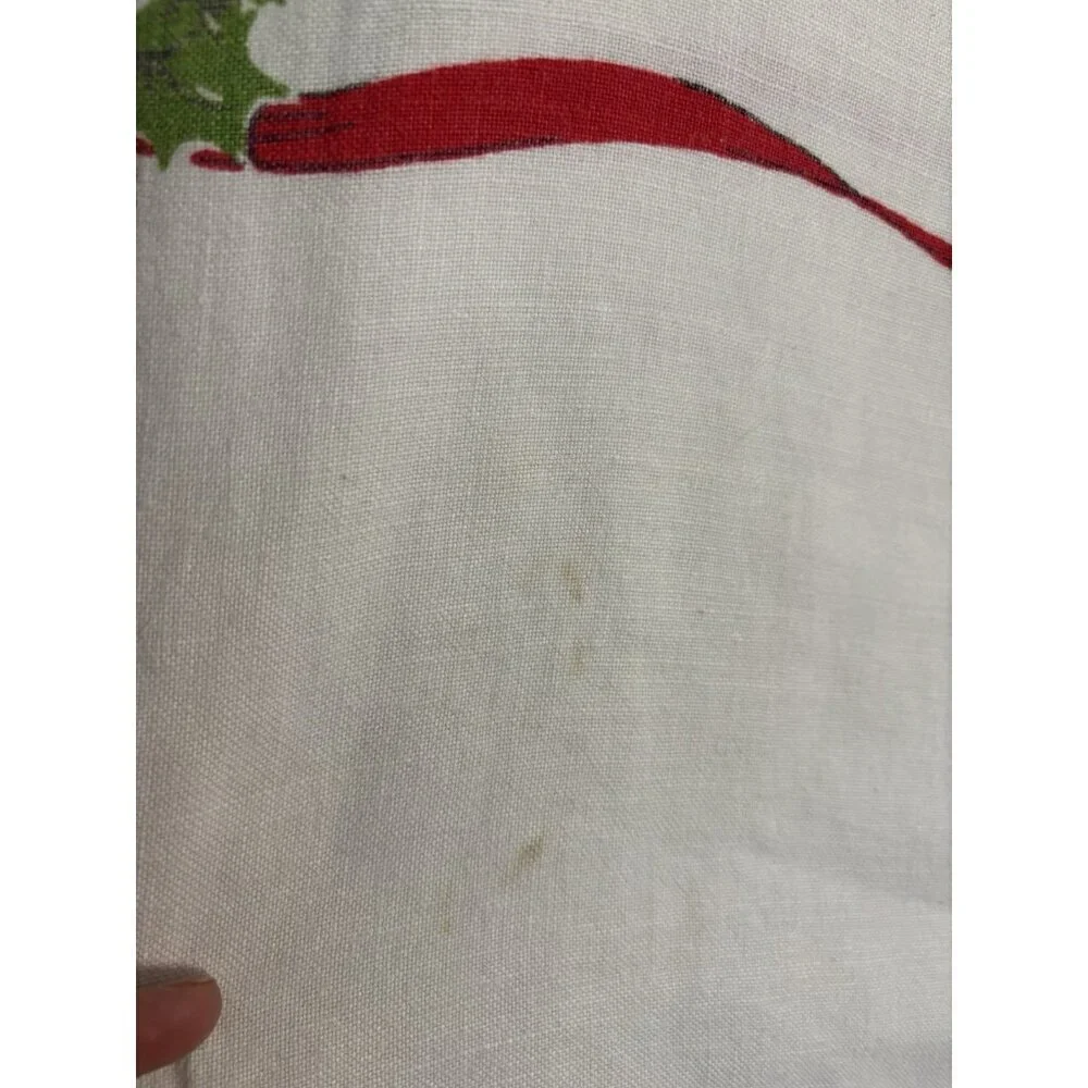 Vintage‎ Christmas Holly Candle Poinsettia Holly Tablecloth White Red Rectangle
